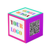Geschäftslogo und QR-Code Werbe-Würfel Beispiel Würfel (Rückseite Schrägansicht)