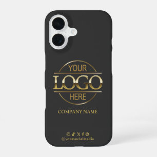 Geschäftslogo und Social Media Grau Gold Werbeakti iPhone 16 Hülle