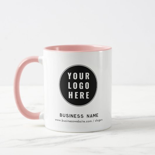 Geschäftslogo Website Mitarbeiter Werbeartikel Tasse (Links)