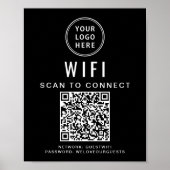 Geschäftslogo-Wifi-Netzwerk-QR-Code Schwarz Poster (Vorne)