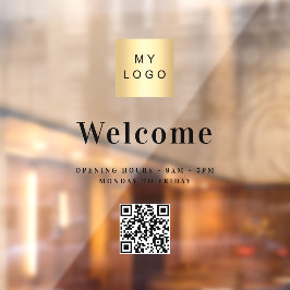 Geschäftslogo Willkommensöffnungszeiten QR-Code Fensteraufkleber