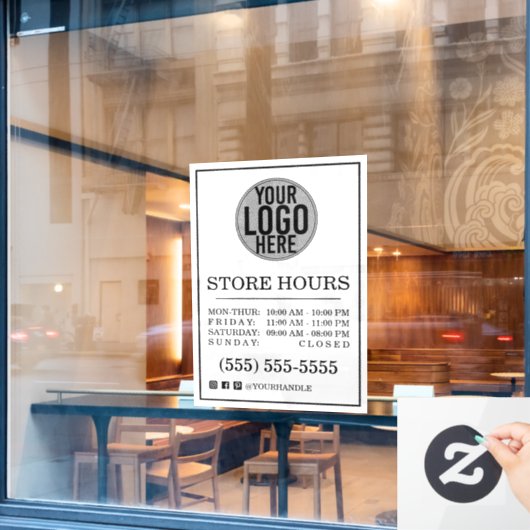 Geschäftslogos-Store Stunden-Fenster "Social Media Fensteraufkleber (Café-Fenster)