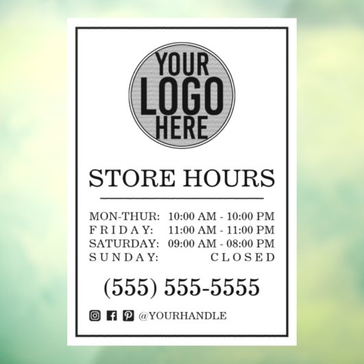 Geschäftslogos-Store Stunden-Fenster "Social Media Fensteraufkleber (Blatt 3)