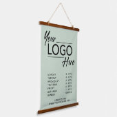 Geschäftslogozeiten Grüne Seite Wandteppich Mit Holzrahmen (Gewinkelt)