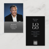 Geschäftsmann Beruflich Modernes Foto Black Silver Visitenkarte (Vorne/Hinten)