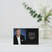 Geschäftsmann Beruflich Modernes Foto Black Visitenkarte (Stehend Vorderseite)