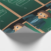 Geschäftsmann, der das Umschlagpapier vorstellt Geschenkpapier