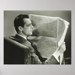 Geschäftsmann, der die Zeitung liest Poster