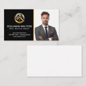Geschäftsmann | Gold Metallic Real Anwesen Logo Visitenkarte (Vorne/Hinten)