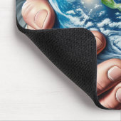 Geschäftsmann Holding Planet Erde Mousepad (Ecke)