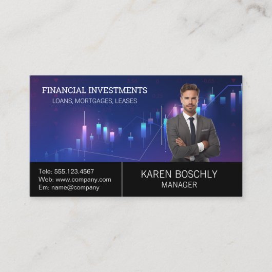 Geschäftsmann im Anzug | Aktienkarte Visitenkarte (Vorderseite)