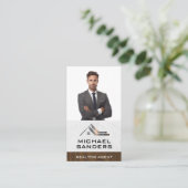 Geschäftsmann im Anzug lächelnd Visitenkarte (Stehend Vorderseite)