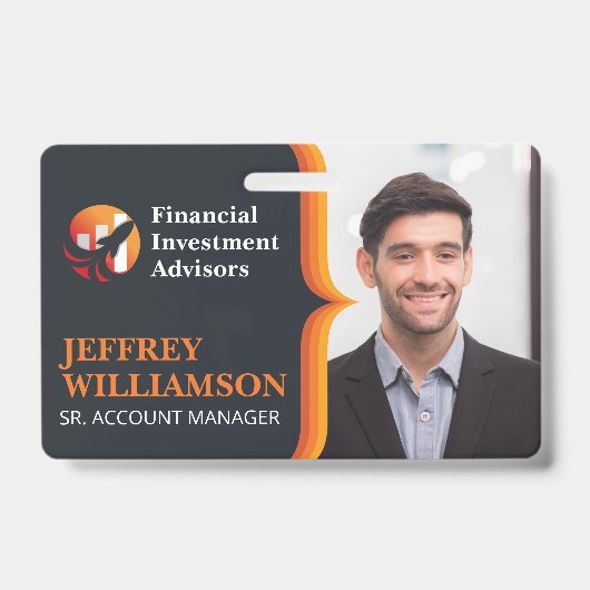 Geschäftsmann lächelt | Finance Logo | Strichcode Ausweis (Vorderseite)