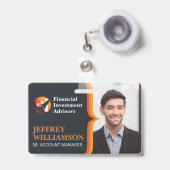 Geschäftsmann lächelt | Finance Logo | Strichcode Ausweis (Vorderseite mit Ausziehbar)