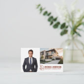 Geschäftsmann lächelt | Luxus Real Anwesen Visitenkarte (Stehend Vorderseite)
