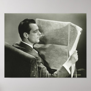 Geschäftsmann liest die Zeitung Poster