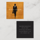 Geschäftsmann mit Briefkasten | Lux Leather Quadratische Visitenkarte (Vorne/Hinten)