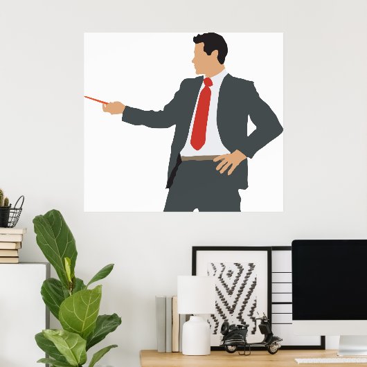 Geschäftsmann mit Pointer in einem Anzug-Poster Poster (Heimbüro)