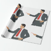 Geschäftsmann mit Zeiger in einem Anzug-Umschlagpa Geschenkpapier (Ungerollt)