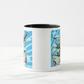 Geschäftsmann mit Zeitung und Flugzeug oben Tasse (Zentrum)