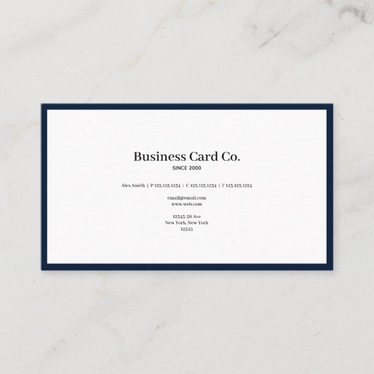 Geschäftsmann Navy Blue Border Visitenkarte (Vorderseite)