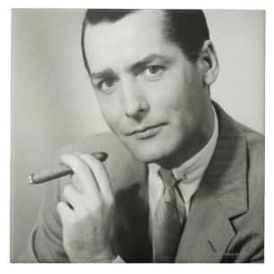 Geschäftsmann-rauchende Zigarre Fliese