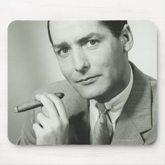 Geschäftsmann-rauchende Zigarre Mousepad (Vorne)