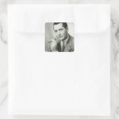 Geschäftsmann-rauchende Zigarre Quadratischer Aufkleber (Tasche)