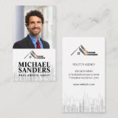 Geschäftsmann | Real-Anwesen-Logo | City Skyline Visitenkarte (Vorne/Hinten)