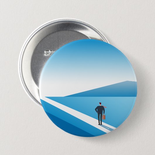 Geschäftsmann sucht den Weg in die Zukunft Button (Vorne & Hinten)