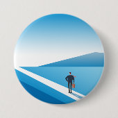 Geschäftsmann sucht den Weg in die Zukunft Button (Vorderseite)