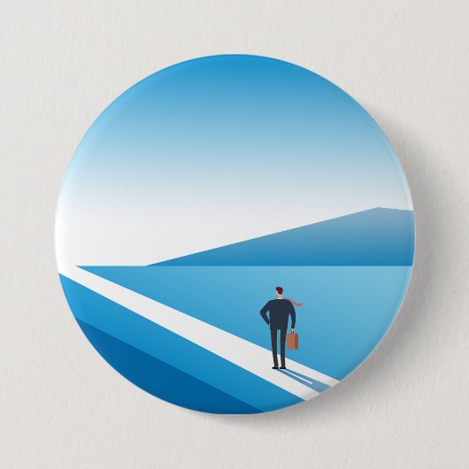 Geschäftsmann sucht den Weg in die Zukunft Button (Vorderseite)