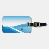 Geschäftsmann sucht den Weg in die Zukunft Gepäckanhänger (Vorderseite horizontal)