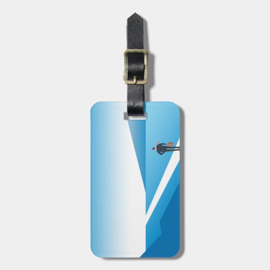 Geschäftsmann sucht den Weg in die Zukunft Gepäckanhänger (Vorderseite vertikal)