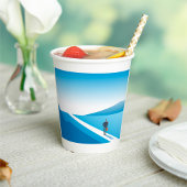 Geschäftsmann sucht den Weg in die Zukunft Pappbecher