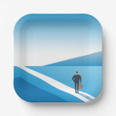 Geschäftsmann sucht den Weg in die Zukunft Pappteller (Vorderseite)