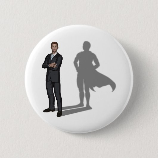 Geschäftsmann-Superheldkonzept Button (Vorderseite)