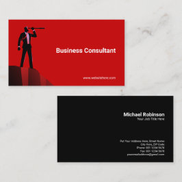 Geschäftsmann Telescope Cliff | Konzept | Rot Visitenkarte