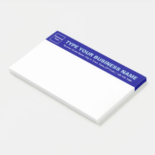 Geschäftsmarke auf blauem Titel einer großen Post-it Klebezettel