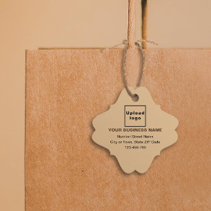 Geschäftsmarke auf hellbraunem, verziertem quadrat geschenkanhänger