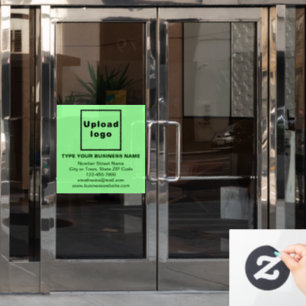 Geschäftsmarke auf hellgrünem quadratischen Fenste Fensteraufkleber