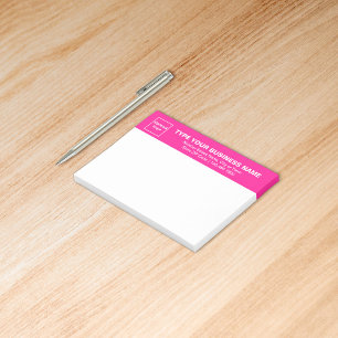 Geschäftsmarke auf rosa Überschrift eines Rechteck Post-it Klebezettel