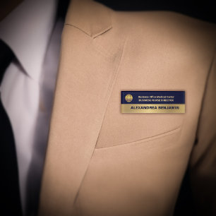 Geschäftsmitarbeiter-Logo Modernes Gold-Navy-Blau Namenschild