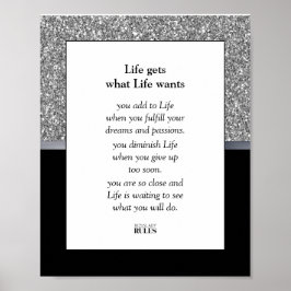Geschäftsmotivation Luxe Silver Glitzer und Black Poster