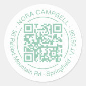 Geschäftsname Anschrift Circle Frame QR Code Minze Runder Aufkleber (Vorderseite)