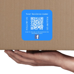 Geschäftsname hellblau QL-Code Facebook Quadratischer Aufkleber