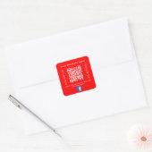 Geschäftsname hellroter QR-Code Facebook Quadratischer Aufkleber (Umschlag)