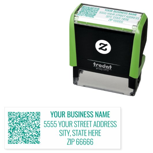 Geschäftsname QR-Code Rücksendeadresse Stempel Bei (Beispiel)