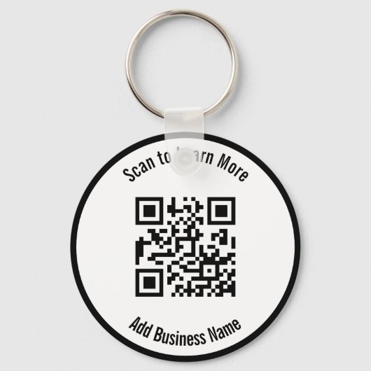 Geschäftsname Schwarz-Weiß-Scan-QR-Code Schlüsselanhänger (Vorderseite)