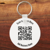 Geschäftsname Schwarz-Weiß-Scan-QR-Code Schlüsselanhänger (Rückseite)